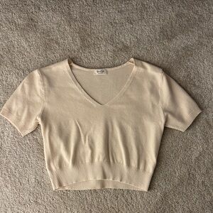 John Galt cream cropped tee
